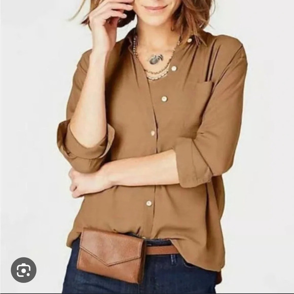 NWT J. JILL RELAXED BUTTON FRONT BLOUSE - Picture 1 of 6